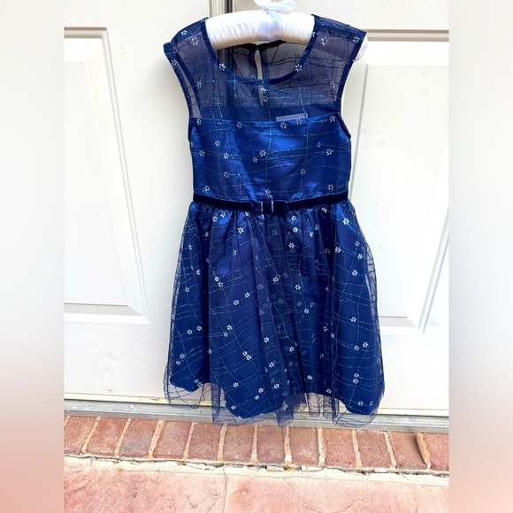 Jona Michelle, Sleeveless, Navy with Sparkle, Dress with Velvet Jacket, Size 5 - Picture 3 of 7